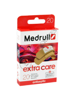 Emplastru MEDRULL Extra Care (1.9x7.2 cm-10 buc, 2.5x7.2 cm-6 buc,diam. 2.2 cm) № 20