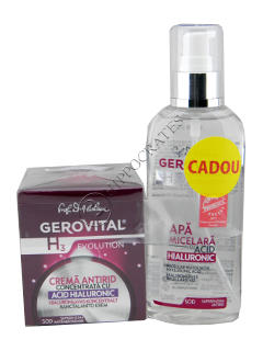 Gerovital H3 Evolution Pachet Promo crema antirid cu ac.hial.  + apa micelara cu ac.hial l