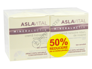 Aslavital Mineralactiv Pachet Promo crema hidratanta antipoluare SPF 10, +crema netezire riduri