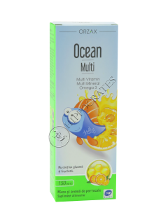 Ocean Omega 3 multivitamin cu gust de miere si portocala