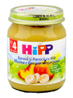 HIPP Fructe, Mar cu piersica si banana (4 luni) 125 g /4283/