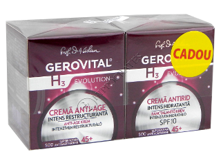 Gerovital H3 Evolution Pachet Promo Anti age (45+)crema intens rest.+ antirid intens hidr.SPF10