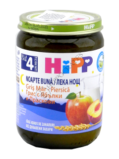 HIPP Fructe - Noapte Buna Gris cu lapte Mar-piersic (4 luni) 190 g /5509/